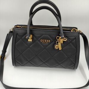NWT GUESS Abey Elite 13' Quilted Satchel (Black)
